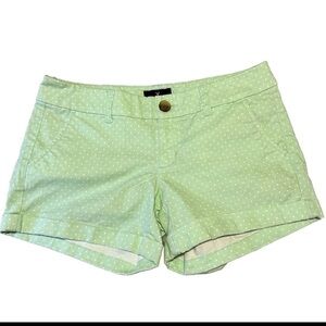 American Eagle Shorts Womens 4 Mint Green White Polka Dots Midi Cotton Chino